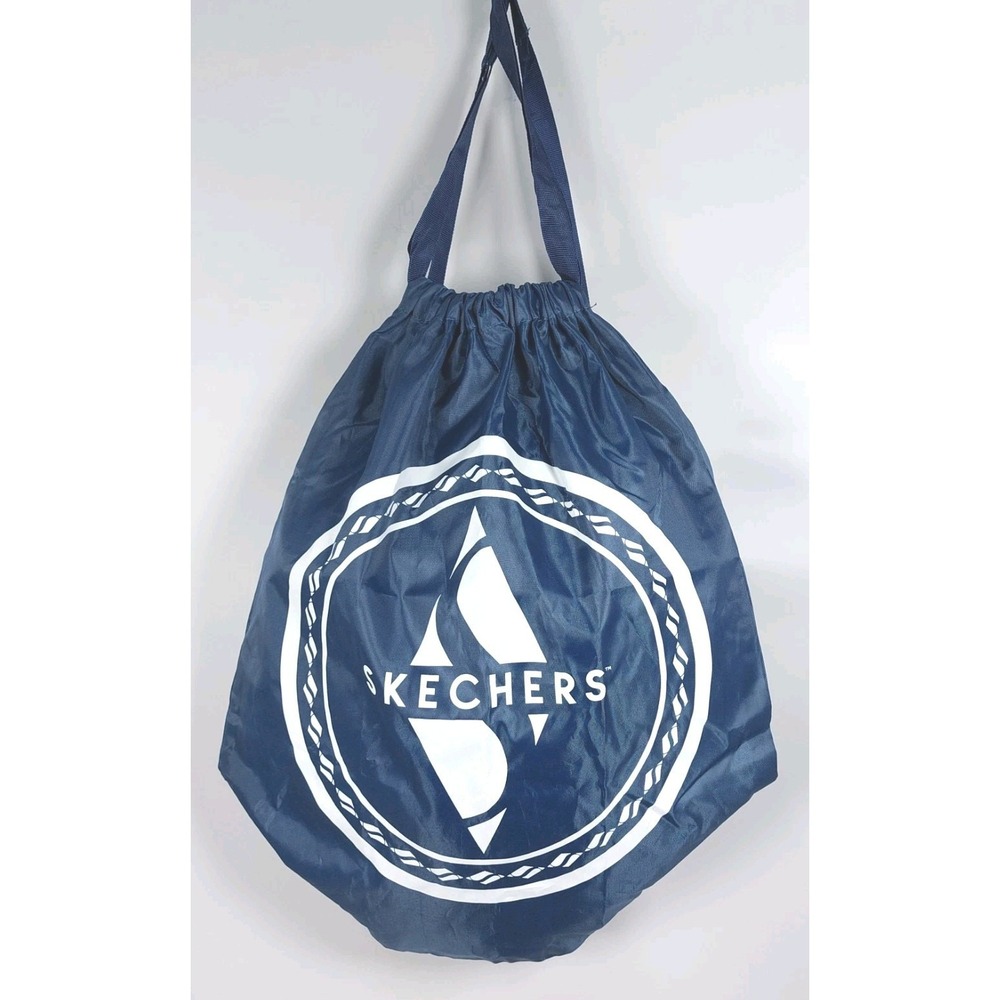 Skechers Backpack Nylon Drawstring Gym Shoe Bag Carry Tote Navy Blue Lightweight